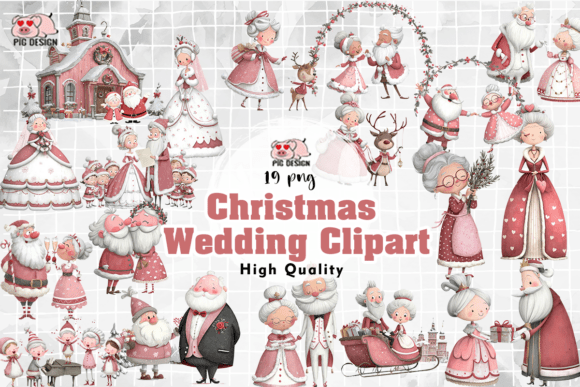 Christmas Wedding Clipart PNG: Festive Design Assets