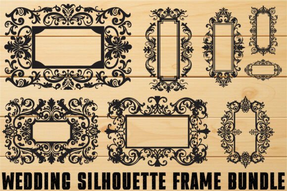 Elegant Wedding Frame Silhouettes: A Versatile Design Asset