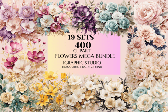 Flowers Mega Clipart Bundle: Wedding PNG for Designers