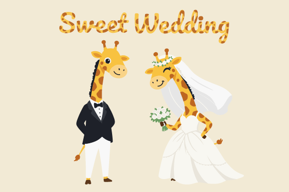 Giraffe Wedding Couple Clipart PNG Set: A Whimsical Design Asset