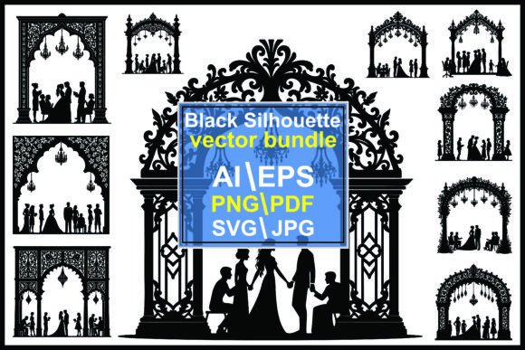Ornate Wedding Arch Silhouettes for Elegant Design