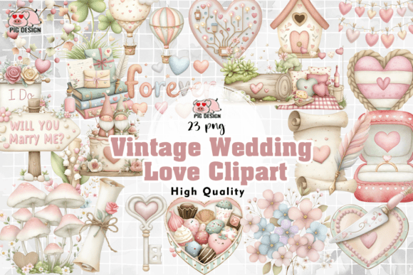 Vintage Wedding Love Clipart PNG: A Designer's Secret Weapon