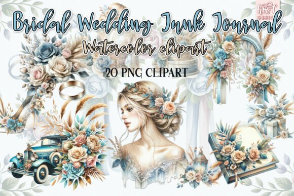 Watercolor Bridal Wedding Junk Journal: A Vintage Blueprint
