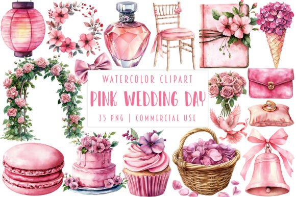 Watercolor Pink Wedding Day Clipart: A Designer's Guide