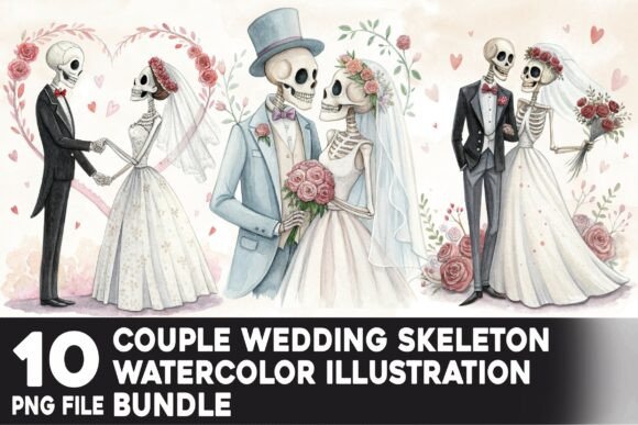 Wedding Skeleton Watercolor Bundle: A Guide to Commercial Use