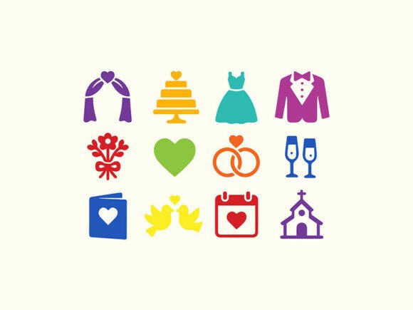 Wedding Vector Icon Set: 10 Essential Icons for Elegant Design